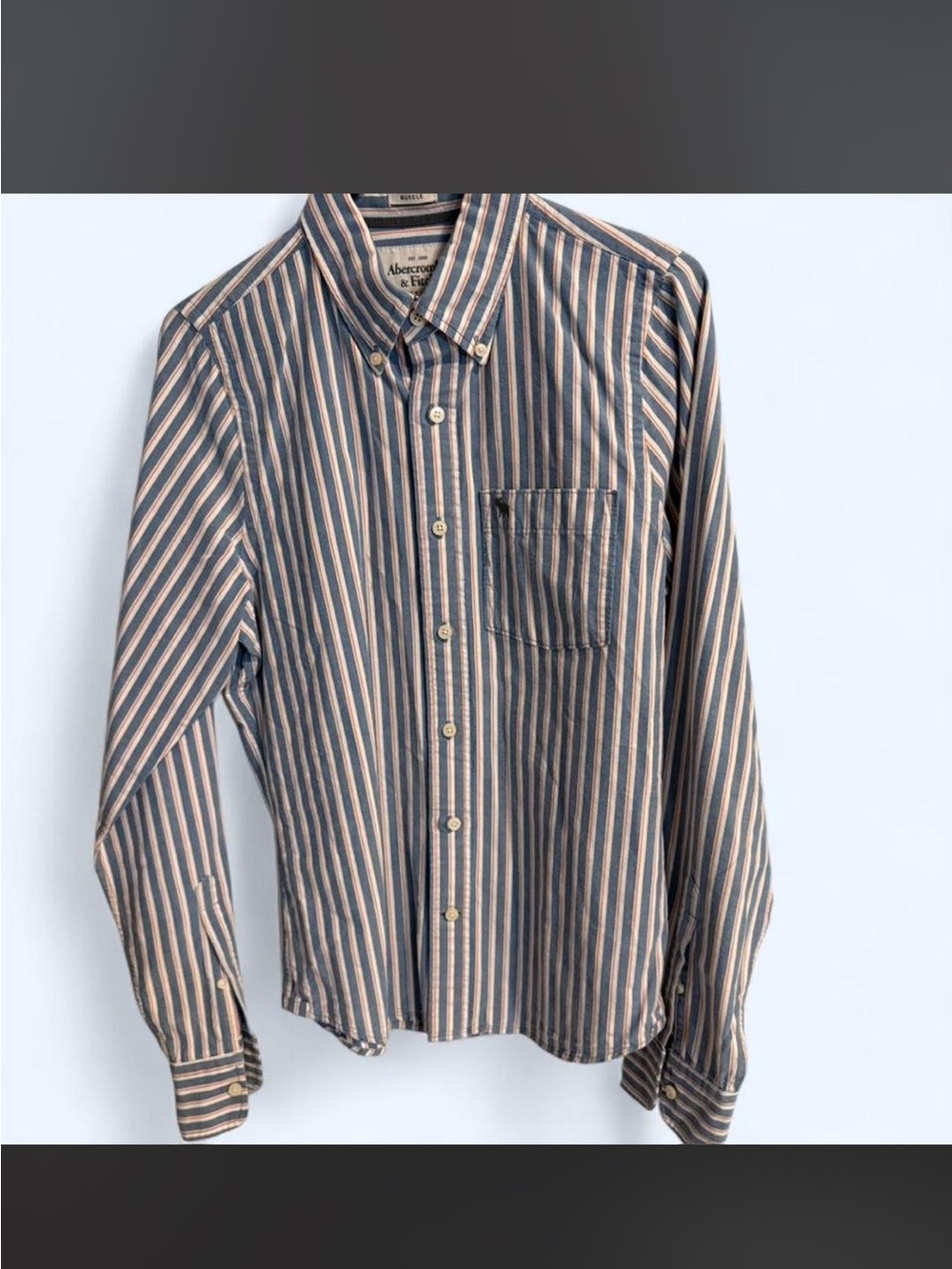 Vintage Abercrombie & Fitch Stripe Button-Up Shirt - Blue & Tan